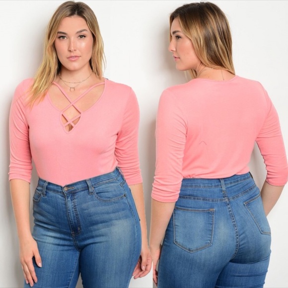 bottlette Tops - 🙌BOGO🙌$10🙌SALMON COLOR PLUS SIZE BODYSUIT